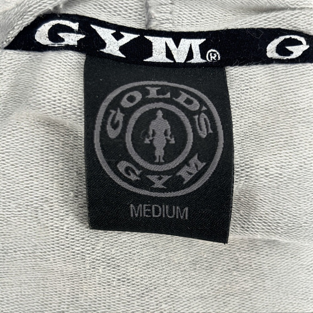 Golds Gym Short Sleeve Hoodie Gray Graphic Muscle Gym Mens Size Medium - Picture 4 of 5